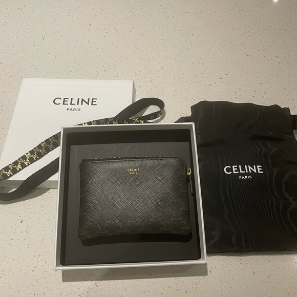 Celine card and card pouch in triomphe black canvas - Picture 1 of 8